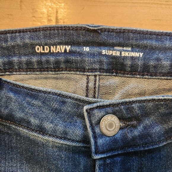 OLD NAVY Jeans High Rise Super Skinny Women's Size 16 Stretch Dark Blue NWT NEW - Picture 6 of 11